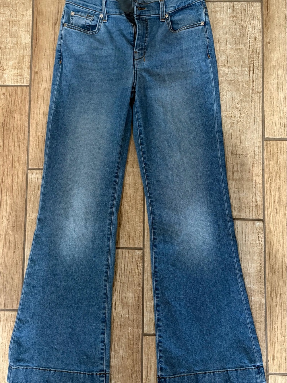 7 For All Mankind Blue Wide Leg Flare Jeans